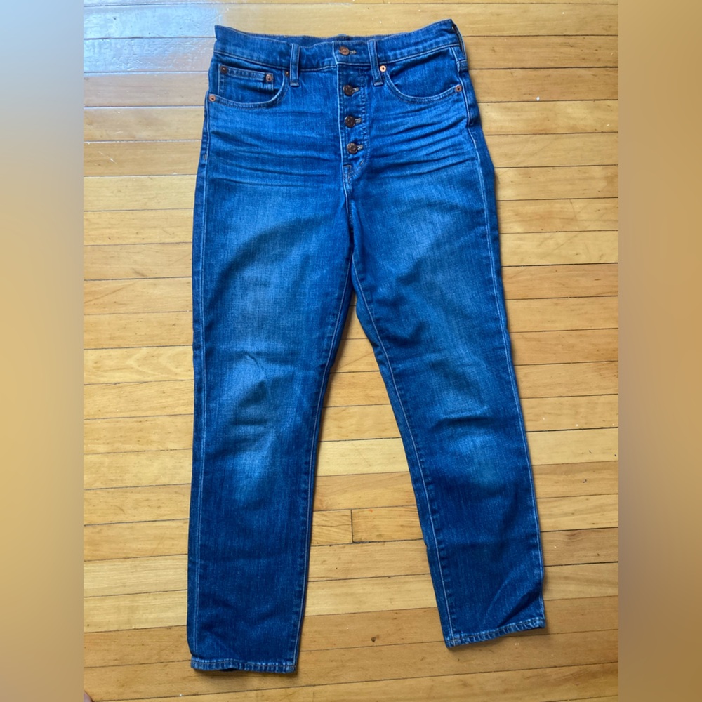 Madewell perfect vintage crop jeans dark medium wash sz 26 high rise